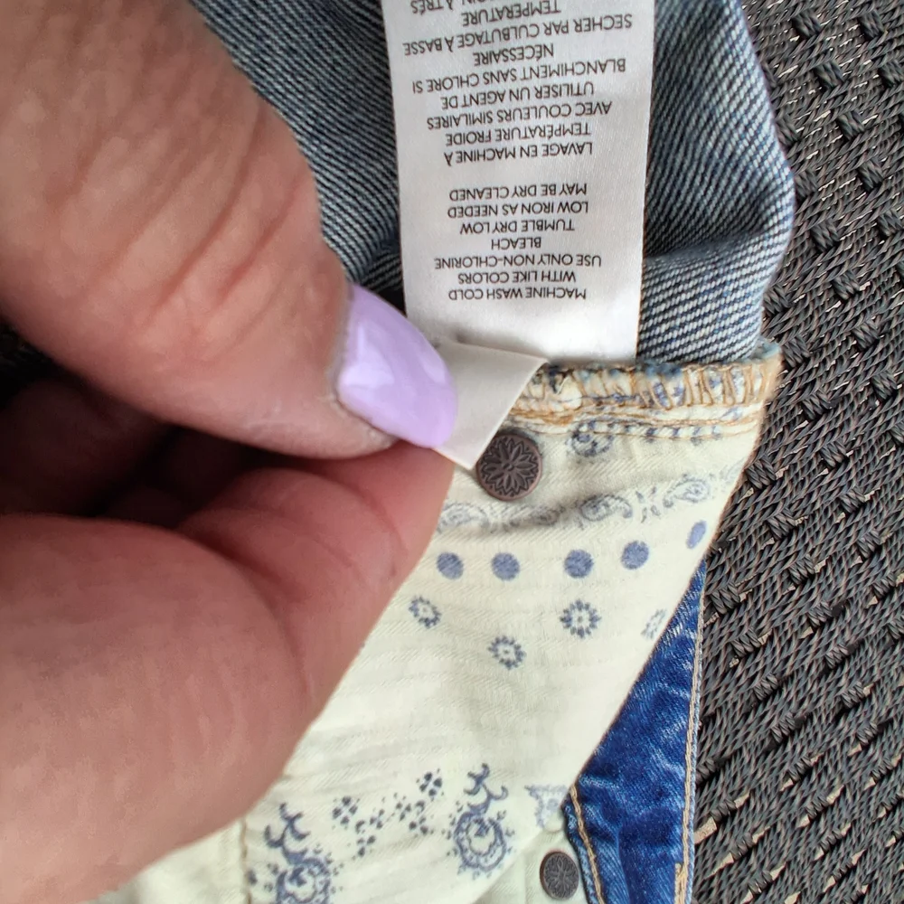 Free People We The Free Belladonna Patchwork Bootcut Jeans Boho Distressed Denim - Picture 10 of 14